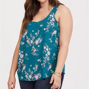 Torrid Turquoise Floral Georgette Tank
